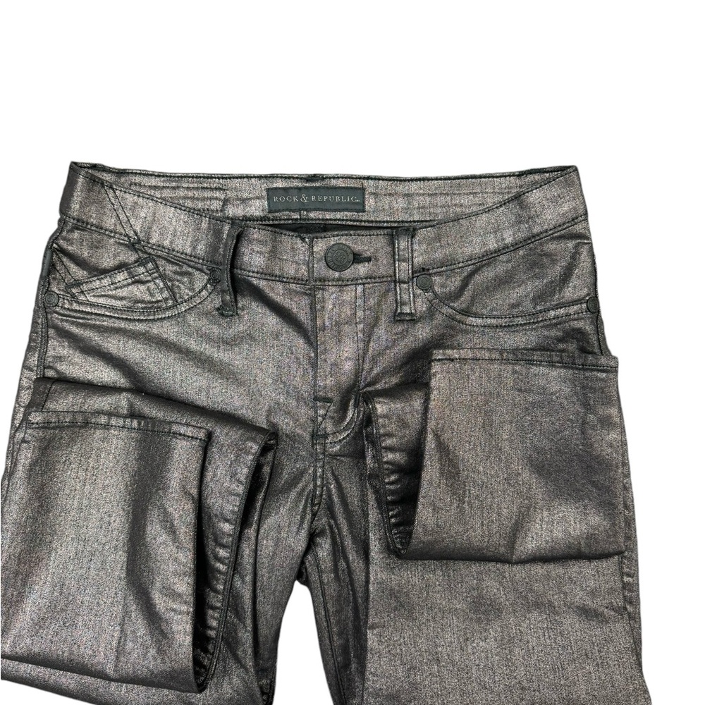 Rock & Republic Metallic Charcoal Straight Leg Jeans